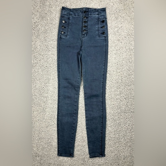 J Brand Jeans Womens 24 Natasha Sky High Skinny Exposed Button Fly Party Night - Picture 1 of 6